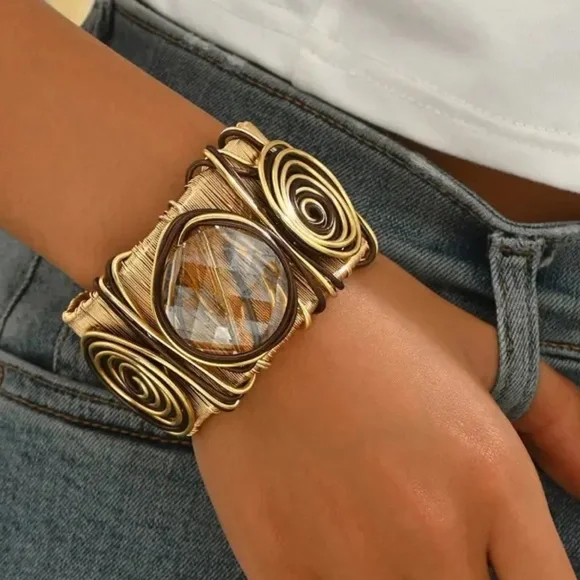 Spiral Threaded Inlay Bracelet Versatile. - Picture 2 of 7